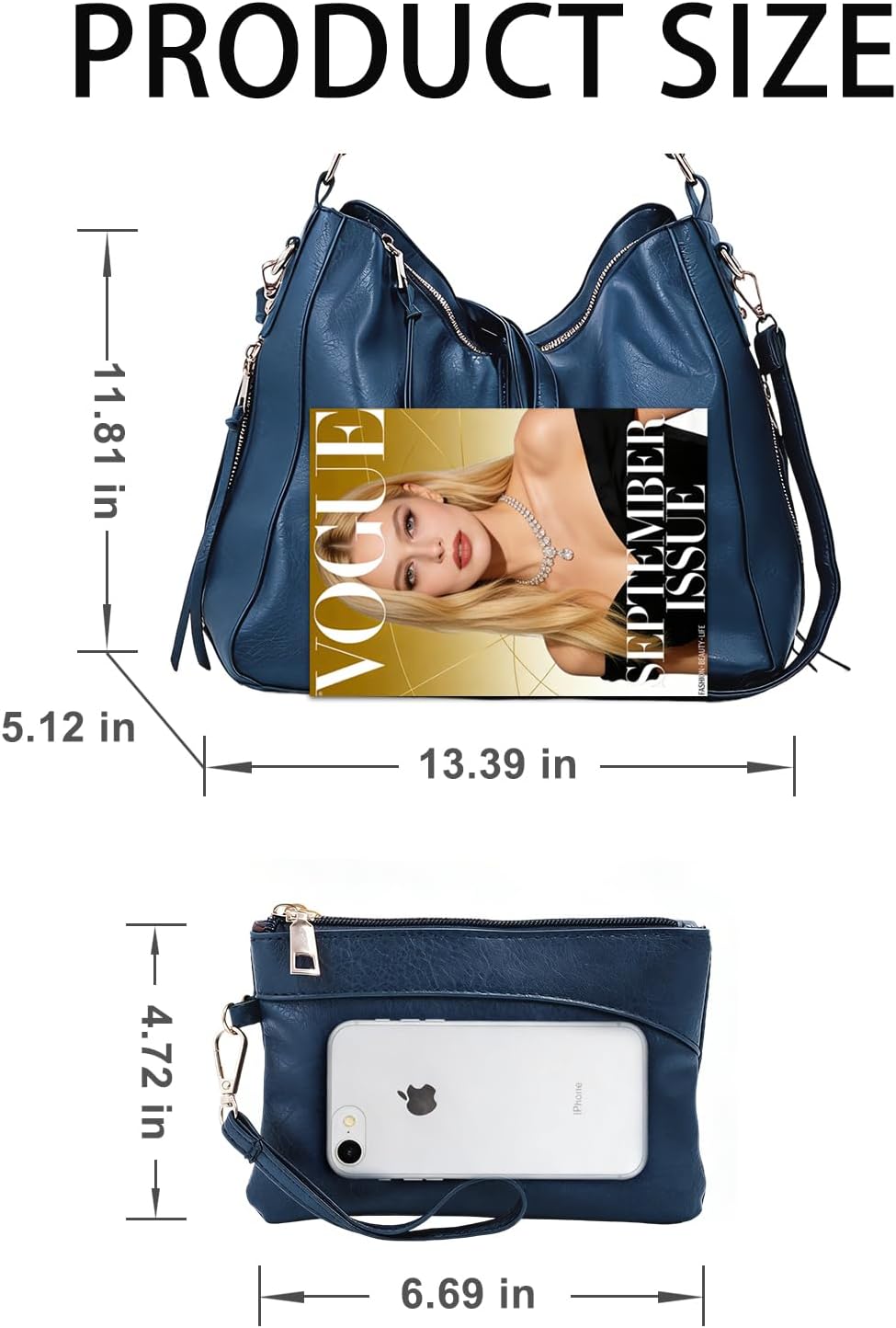 Auralith Hobo bags for Women Large Capacity Shoulder Tote Handbag with Clutch Wallet Purse Pouch Bag