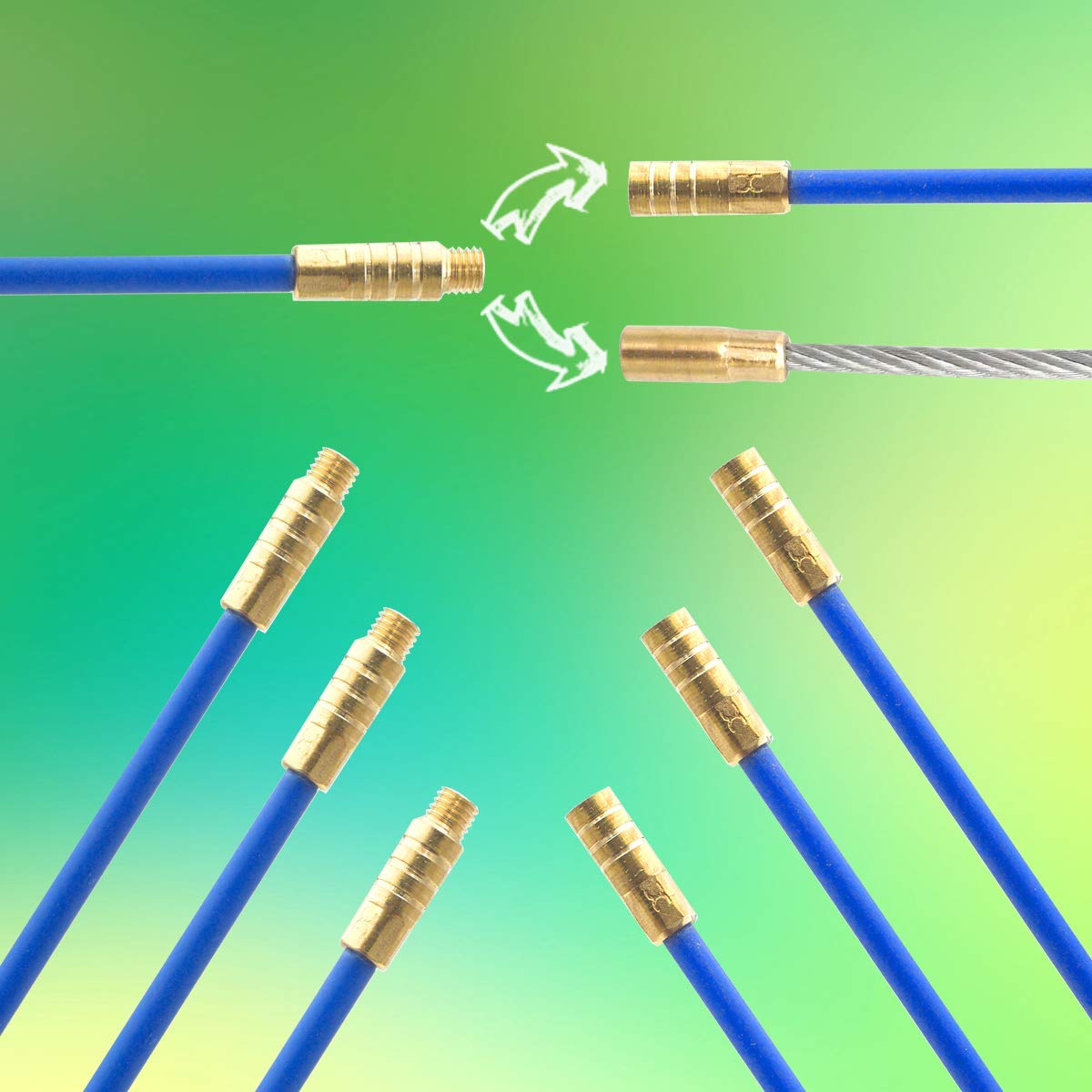 Wyciąg kablowy z włókna szklanego 4 mm 10 x 1 m – pilot do układania kabli – zestaw z 6 końcówkami – wszechstronne i trwałe – prosta konfiguracja – z pojemnikiem do przechowywania