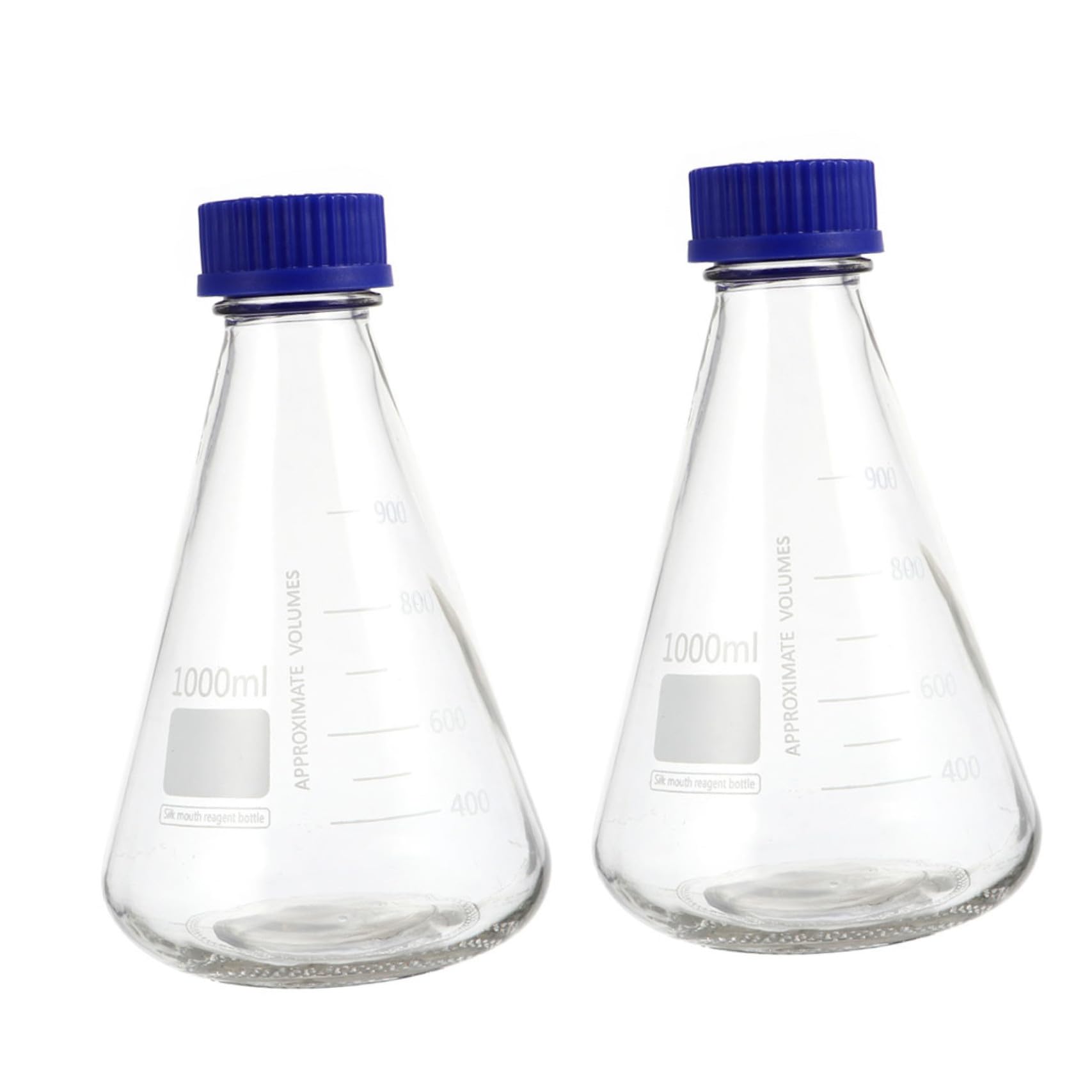 Scicalife 2Pcs Beuta Di Vetro con Tappo A Vite 1000Ml Laureato Borosilicato di Vetro Beuta Bottiglia di Filtrazione Becher per Esperimento di Laboratorio di Chimica