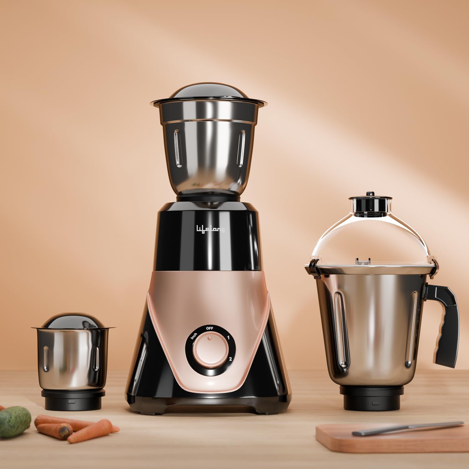 Lifelong 750W Mixer Grinder 3‑Jar Set – 1 Year Warranty