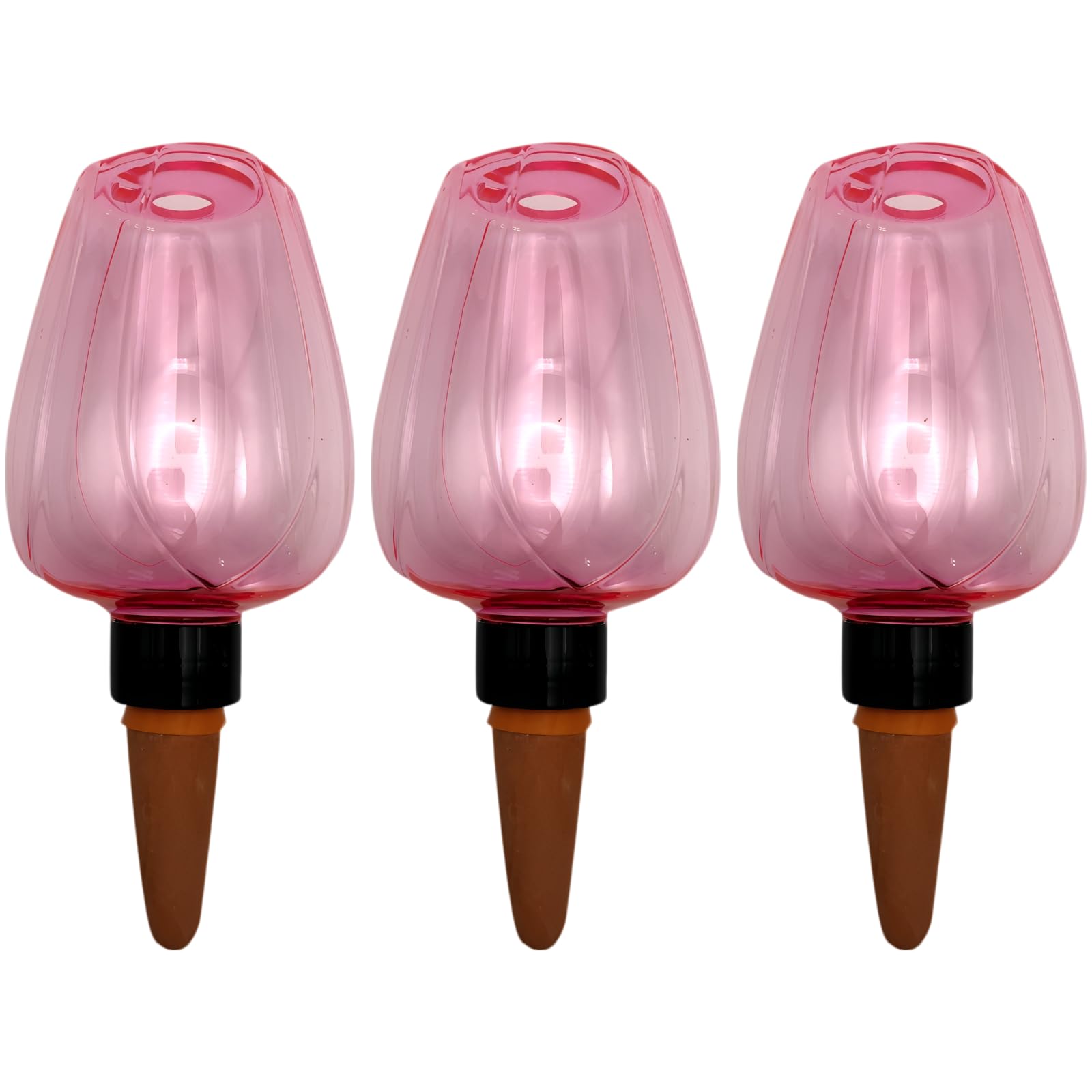 Lot de 3 Globes d'arrosage Automatique pour Plantes, Forme de Rose Rose, Diffusion Lente, capacité de 350 ML, Hauteur de 17,5 cm, pour Plantes en Pot intérieur, Vacances et décoration