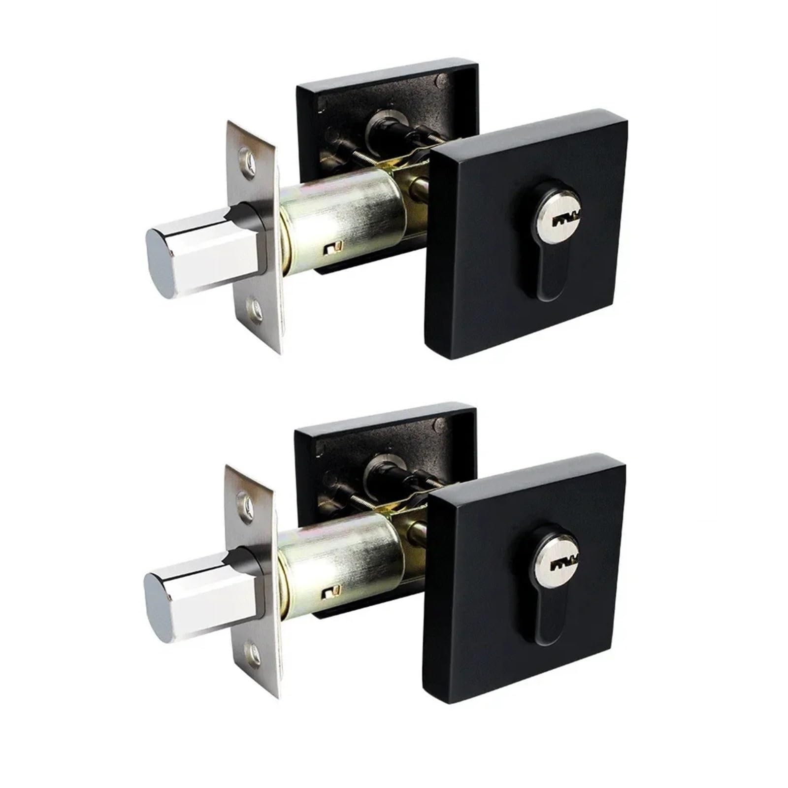 Wtgyxfdhdt Black 2Pack Square Door Lock With Dead Bolt For Exterior Or Interior(Black)