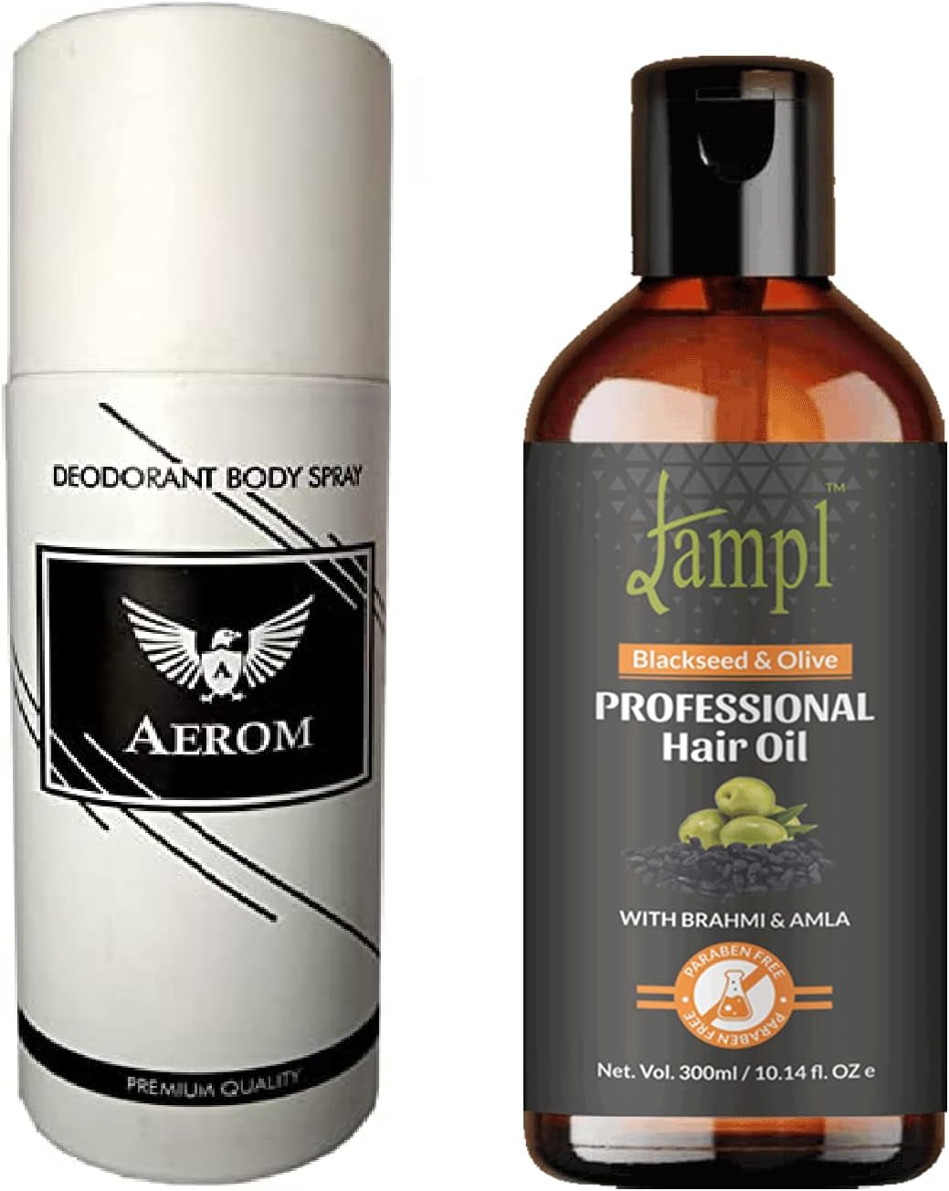 AEROM WHITE DEODRANT BODY SPRAY , DEO AND FAMPL HAIR OIL FAMPL BLACKSEED & OLIVE PROFESSINAL HAIR OIL WITH BHRAMI & AMLA