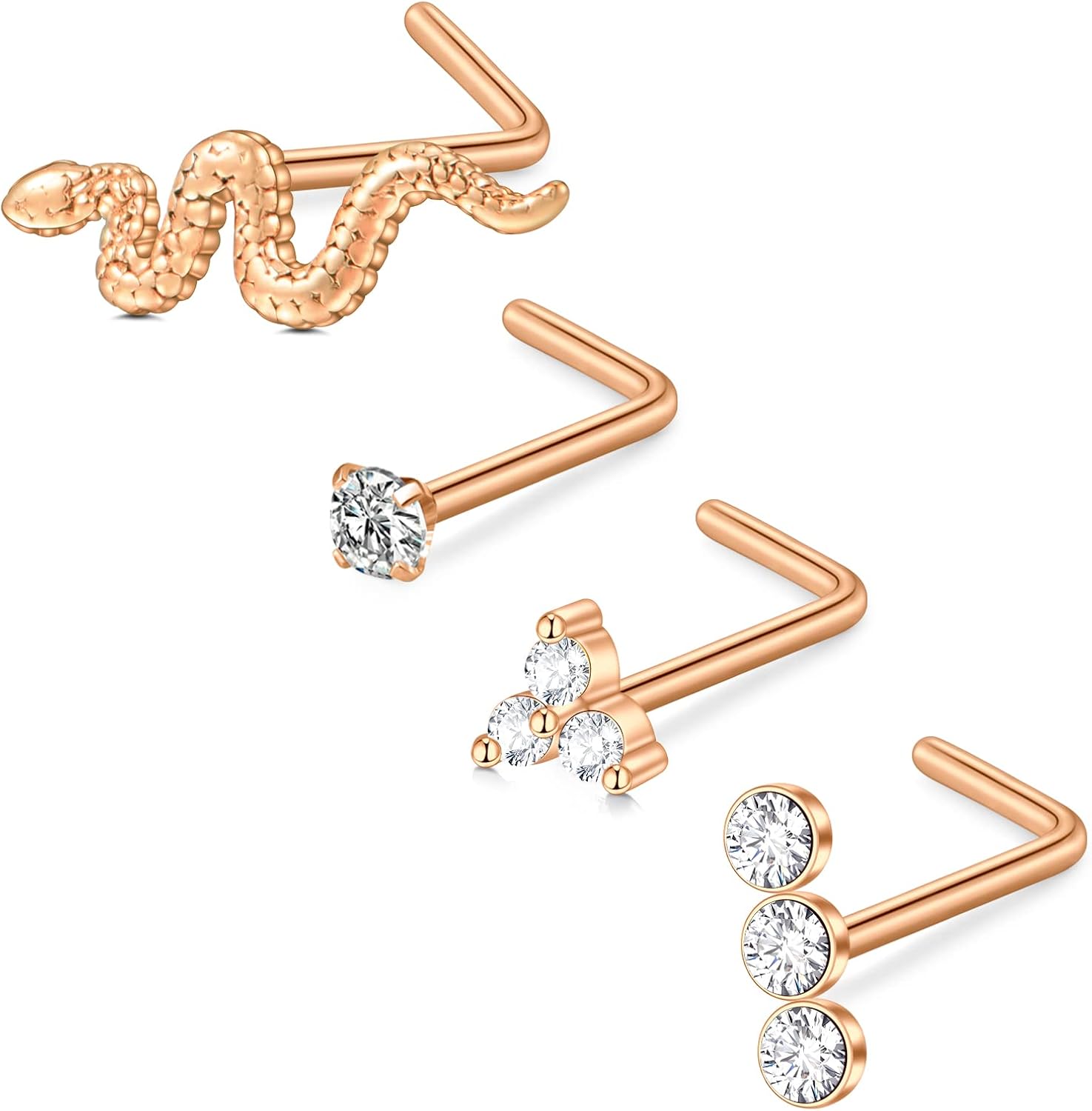 Buy vcmart Nose Studs 20G Nose Rings Studs Surgical Steel L Shaped Nose Rings for Women Snake