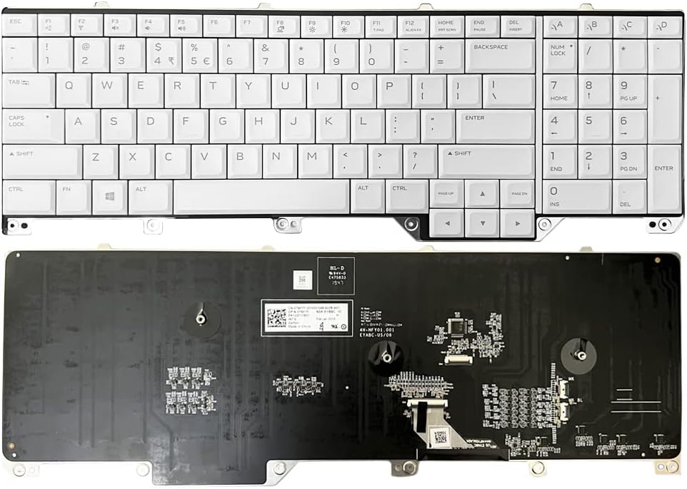 GinTai US Backlit Keyboard Laptop Replacement for Dell 17 R5 Area 51M 07NF7F RGB PK132F11B01 NSK-EYBBC (White)