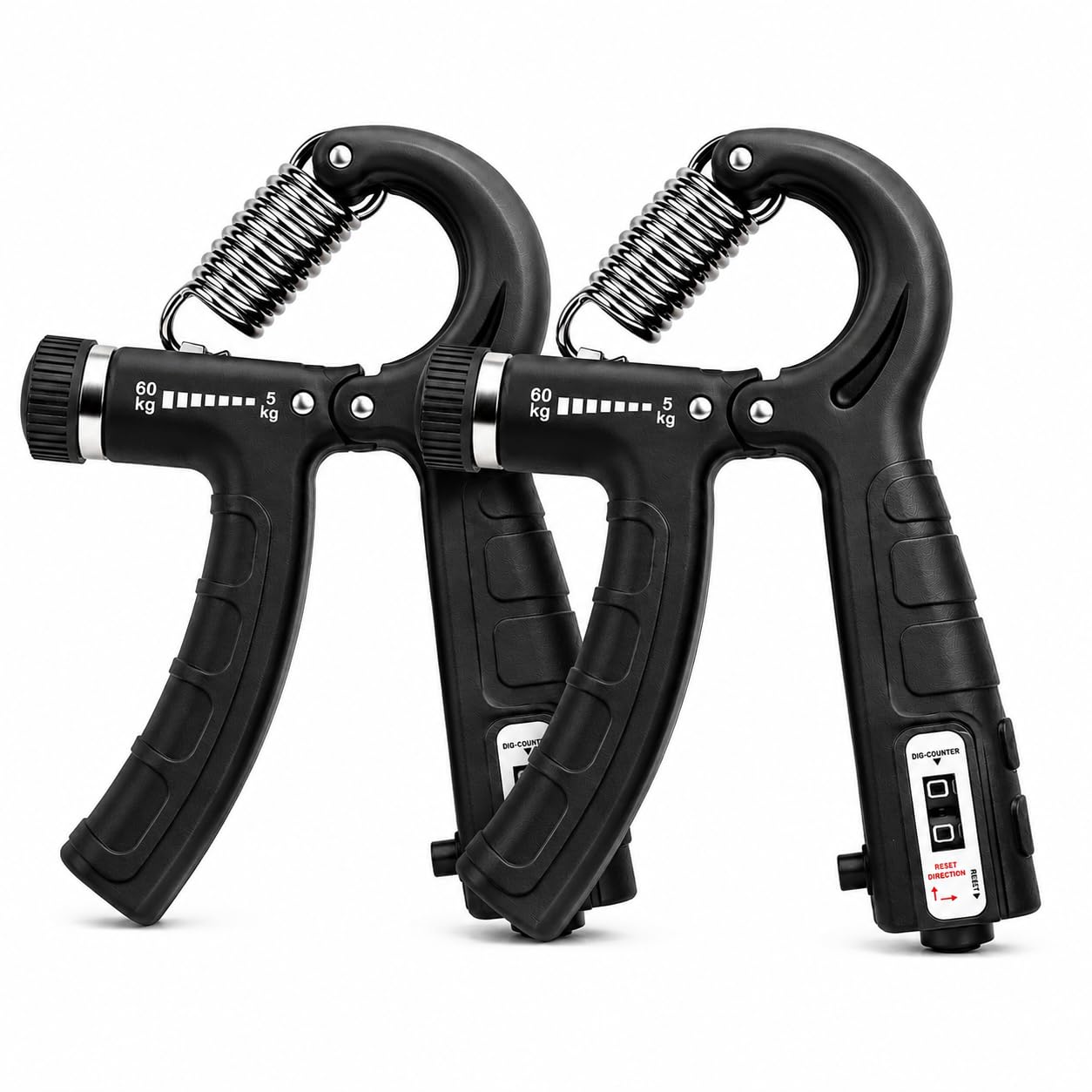 GRIPFORGE Adjustable Hand Grip Strengthener 2 Pack with Rep Counters, 5–60 kg Resistance, Forearm, Finger & Wrist Exerciser for Grip Strength Training, Fitness, Sports & Home Gym – Twin Grip
