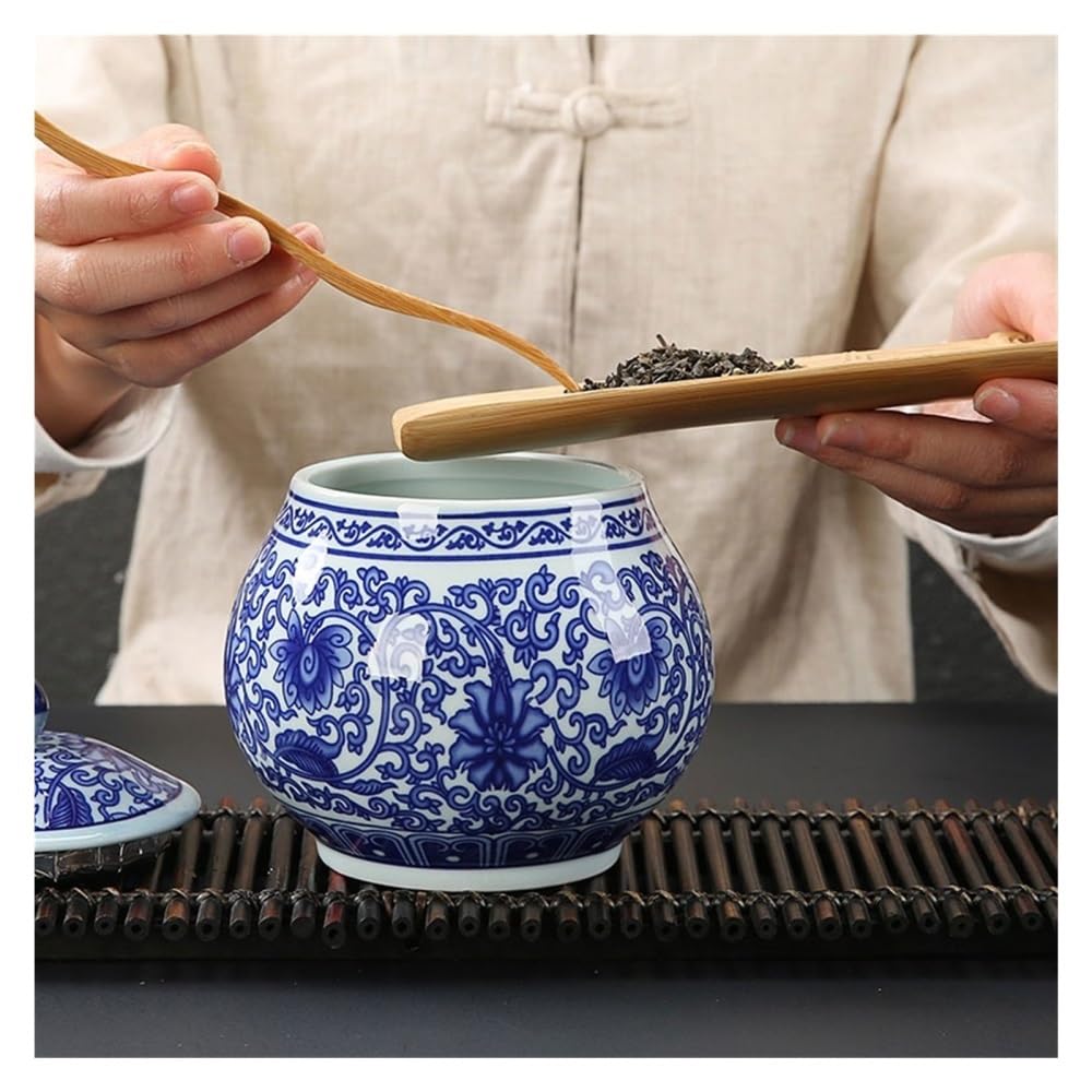 Contenedor de té Bote de té de porcelana Celadon, tarro de sellado de cerámica, caja de almacenamiento grande for el hogar