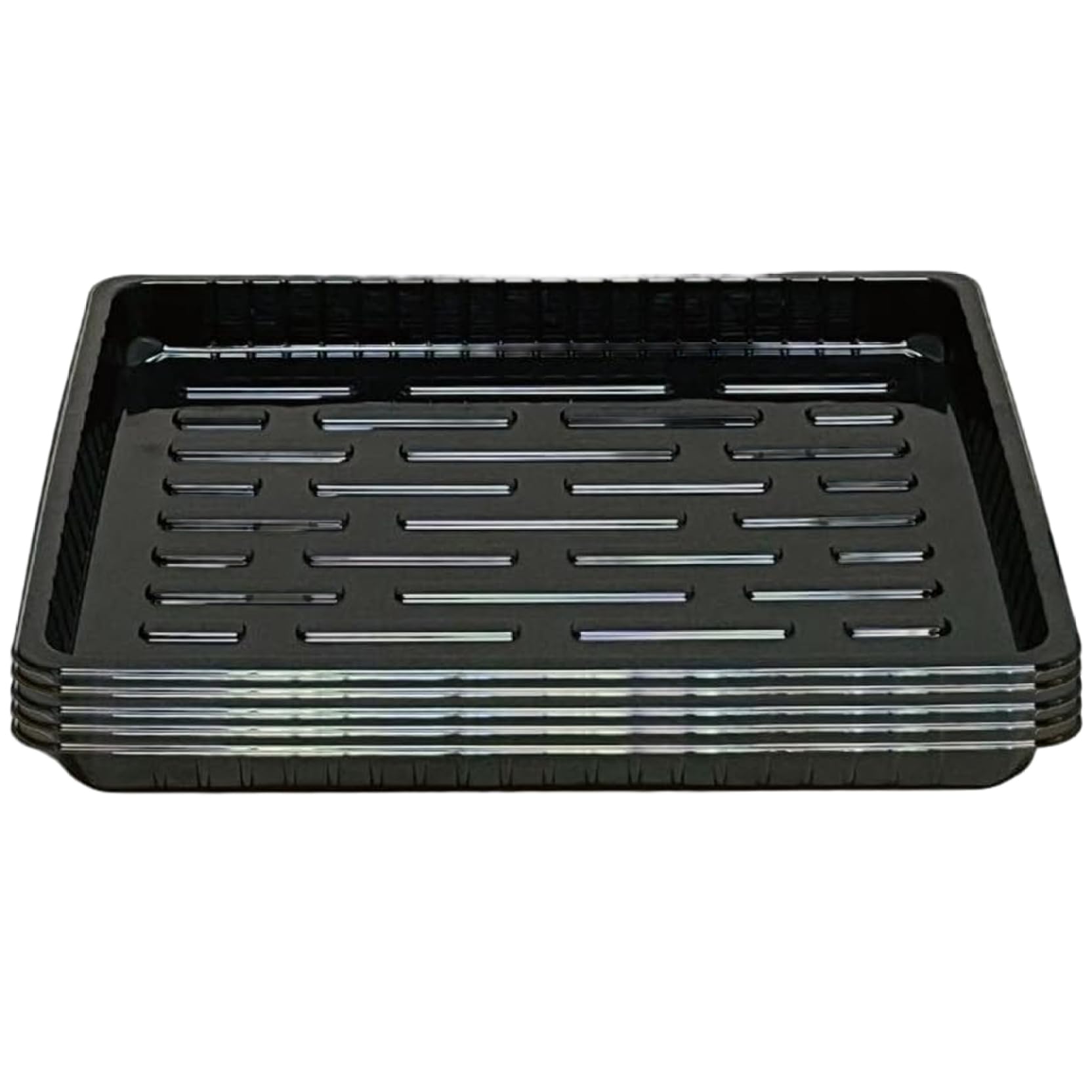 Neptuiby Black Plant Trays Plastic Plant Starter Trays No Holes Reusable Microgreen Tray 13.8X10.6x1.2 Inch Starter Seedling Microgreens Growing Planting Microgreen Tray