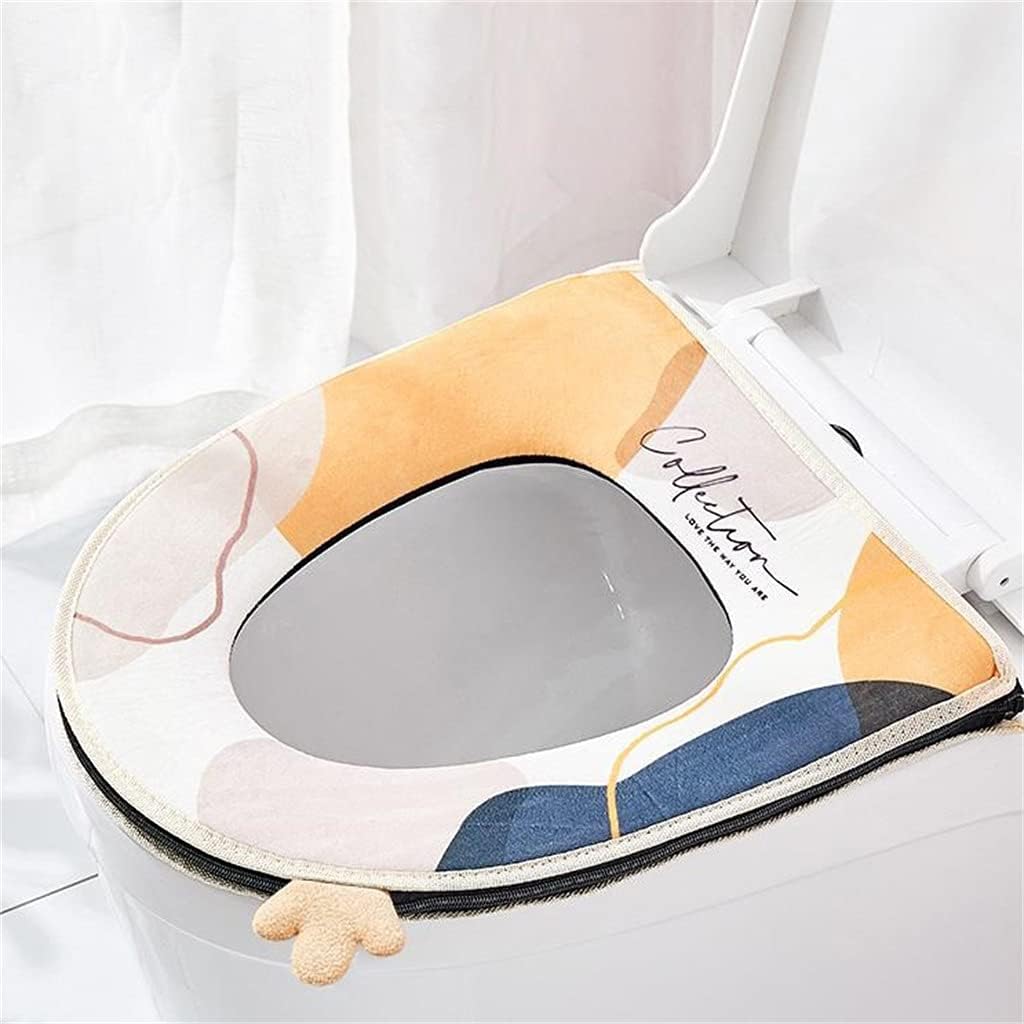 Toilet Seat Mat Set Universal for All Seasons Household Cute Toilet Seat Ring Buffer Waterproof (Color: A, Size B