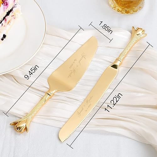 Miniatura 6 de Juego de corte de pasteles para boda, juego personalizado de cuchillo y servidor de pastel, juego personalizado para servir tartas, pastel de