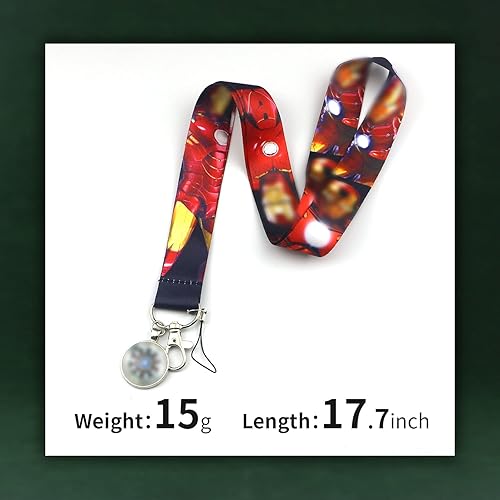 Miniatura 4 de Llavero con estampado de dibujos animados de Iron Man, clip para identificación con correa para el cuello de Iron Man para llavero, Iron Man -Ly