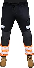 HASHOOB TRADING FZE Men's Hi Viz Fleece Work Trousers Thick Fleece Hi Vis Joggers High Visibility Trousers Workwear Pants