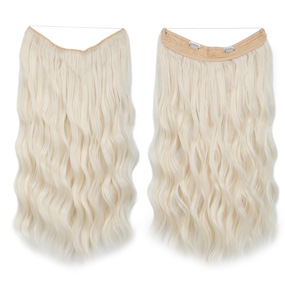 Perruque de cheveux blancs : extensions longues boucles ondulées moelleuses