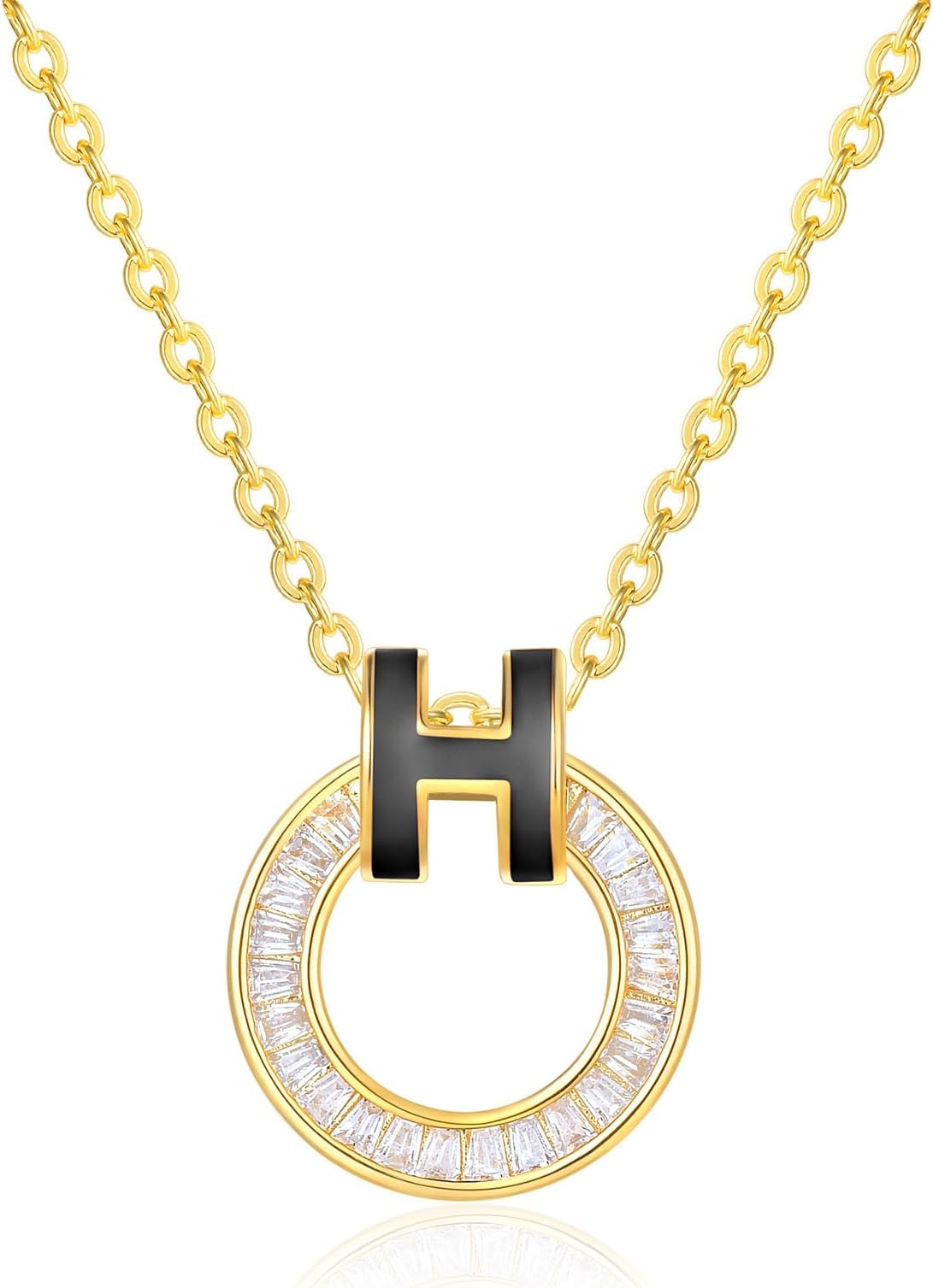 Hothink Gold Necklace for Women Dainty Gold Necklace H Enamel Pendtant Necklace Christmas Mothers Day Gifts for Women
