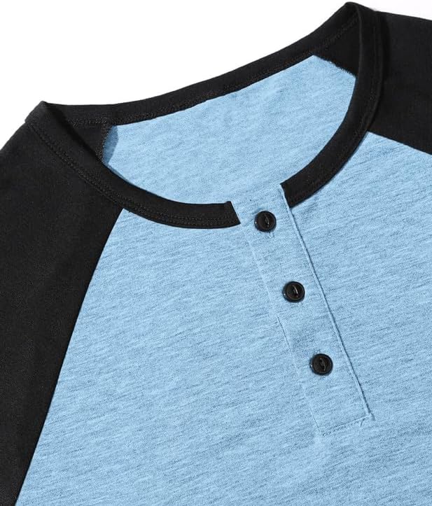 Men's Henley Shirts Cotton T-Shirt Short Sleeve/Long Sleeve Shirt Casual Stylish - Image 6