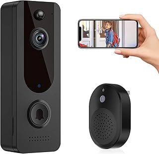 EKEN Smart Video Doorbell Camera Wireless with Chime Ringer, HD Live Image, Night Vision, Cloud Storage, Battery Powered, Indoor/Outdoor Surveillance, Smart AI Human Detection, 2.4G WiFi, 2-Way Audio