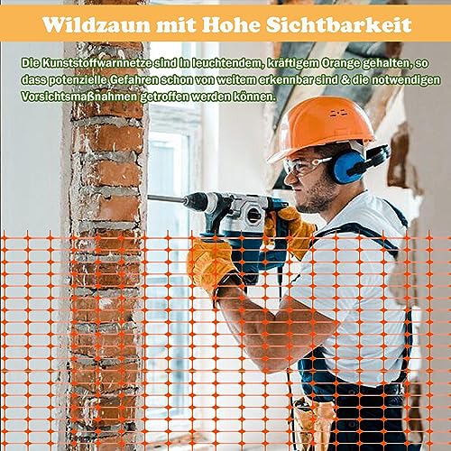 SUBTLETY 30㎡ Absperrzaun Kunststoff Sicherheitsschranken Hundezaun Plastik Maschendraht Netz Nutztierzäune Aufgerollter Gitterschutzzaun Sicherheitszaun Warnnetz für Garten Pool Camping Ranch (1x30m)