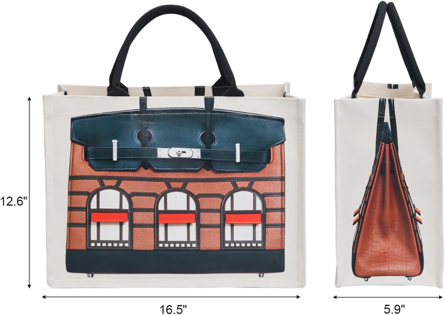 16oz Sturdy Canvas Tote Bag for Women, Luxury Illusion Print Handbag, Unique Bridesmaid Gift & Work Bag