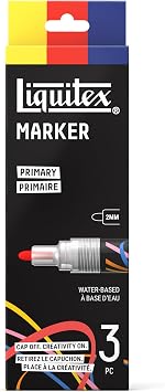 Liquitex Acrylic Paint Markers, Set of 3, Primary Colors, 2mm Nibs