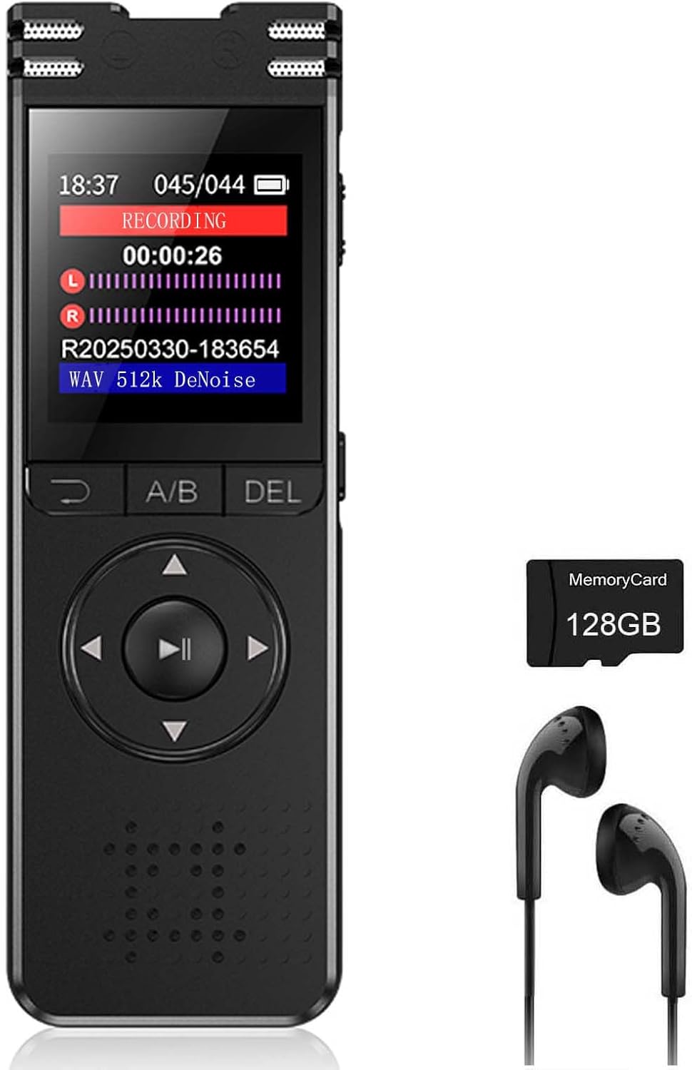 128GB Digital Voice Recorder with Playback and Voice Activated Recording, Premium Noise Reduction Dictaphone