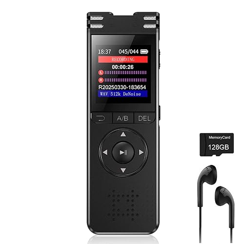 128GB Digital Voice Recorder with Playback Upgraded Voice Activated Recording with Premium Noise Reduction Dictaphone Device Perfect for Lectures Meetings Interviews
