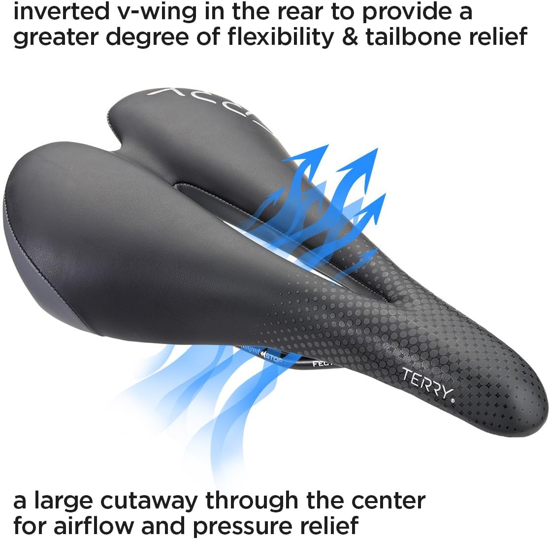 Terry Falcon X Bike Saddle - Bicycle Seat for Women - Flexible & Comfortable - Black Dura-Tek Cover, Low Profile