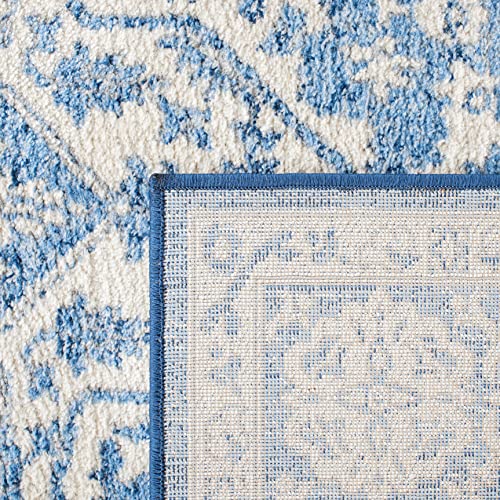 SAFAVIEH Brentwood Collection 2' x 4' Ivory / Navy BNT832A Medallion Distressed Non-Shedding Entryway Living Room Foyer Bedroom Accent Rug