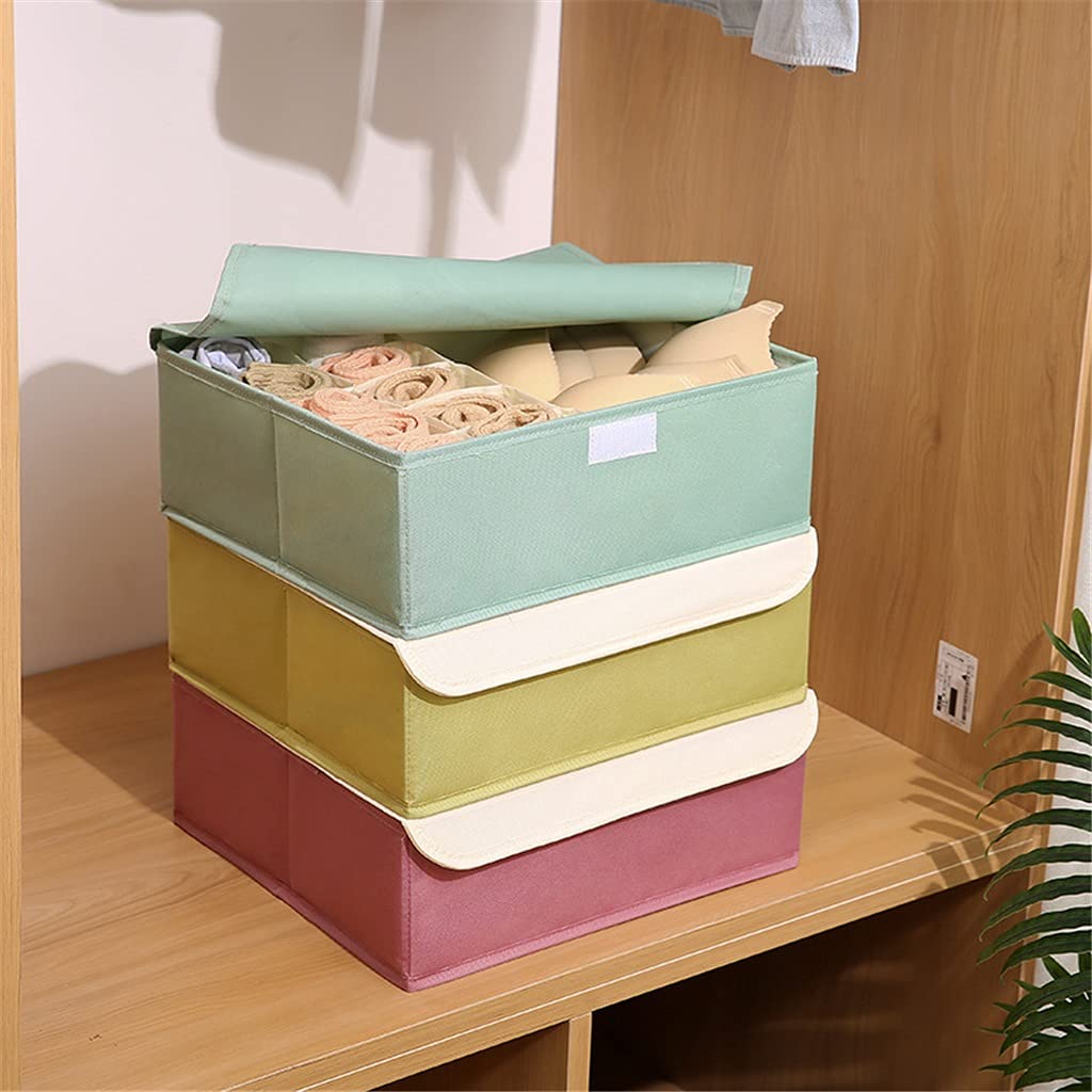 10+1 Griglie Biancheria Intima Calzini Organizzatore di immagazzinaggio con Coperchi Pieghevole Armadio Divisorio per Cassetti Scatola di Immagazzinaggio (C 34 * 29 * 13cm)