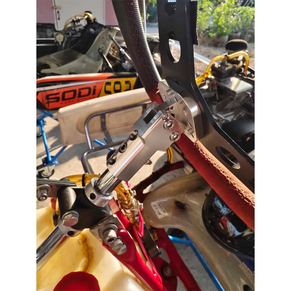 Mozzo volante in alluminio angolato regolabile, foro da 20 mm per go-kart e kart racer (argento)