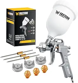 Pistola de Pintura Alta Pressão Fasterr FST037 600ml – Gravidade, 3 Bicos 1.2/1.5/1.8mm, Alumínio, Uso com Compressor