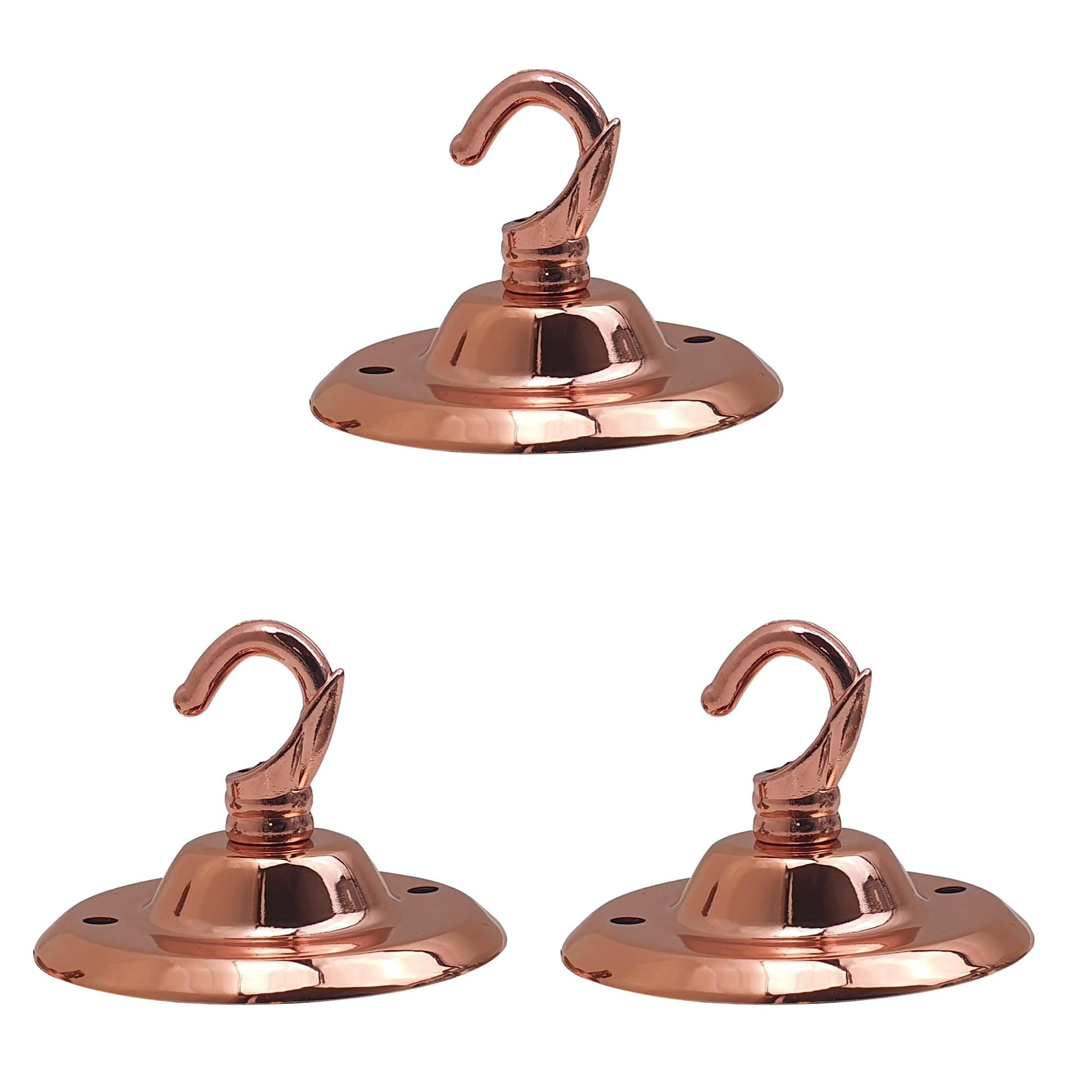 LEDSone Vintage 3 Pack Ceiling Rose Hook Plate Metal Rose Gold 75mm Chandelier Light Fitting with Pre-Drilled Holes for Mounting Chandliers Pendant Lights Wall Lamps Hanging Lights Planters