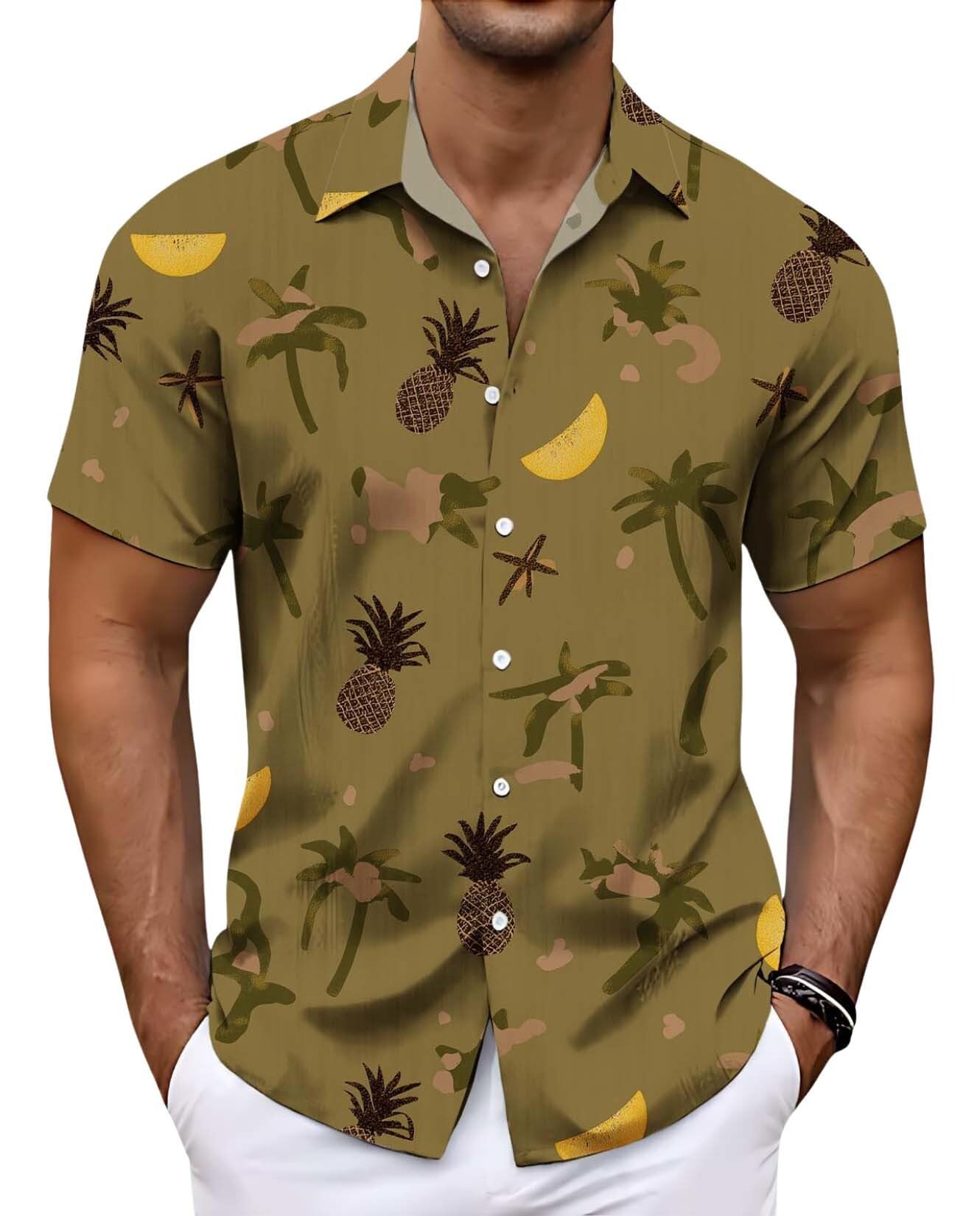 Mens Hawaiian Shirt Short Sleeve Button Down Shirts Tropical Floral Summer Beach Shirts