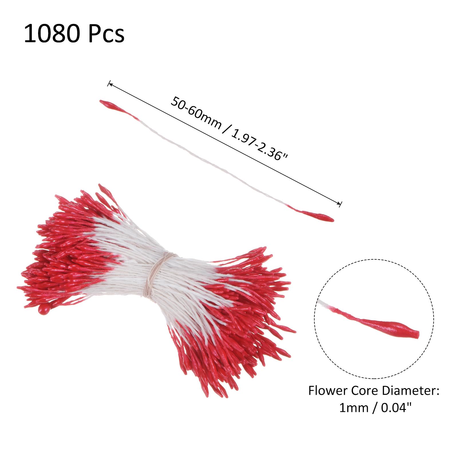 M METERXITY 1080 Pack Double Heads Flower Stamen-1mm Artificial Flower Stamen Pistil Matt Pearl Floral Stamen - Image 3