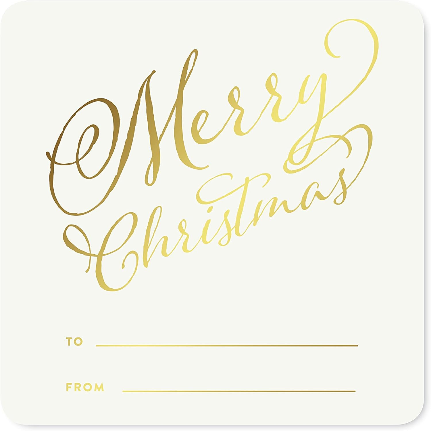 Andaz Press Square Gift Label Stickers, Stylized Merry Christmas to from, Metallic Gold Ink, 40-Pack Gold Christmas Tags Christmas Name Tags Stickers Christmas Sticker Tag