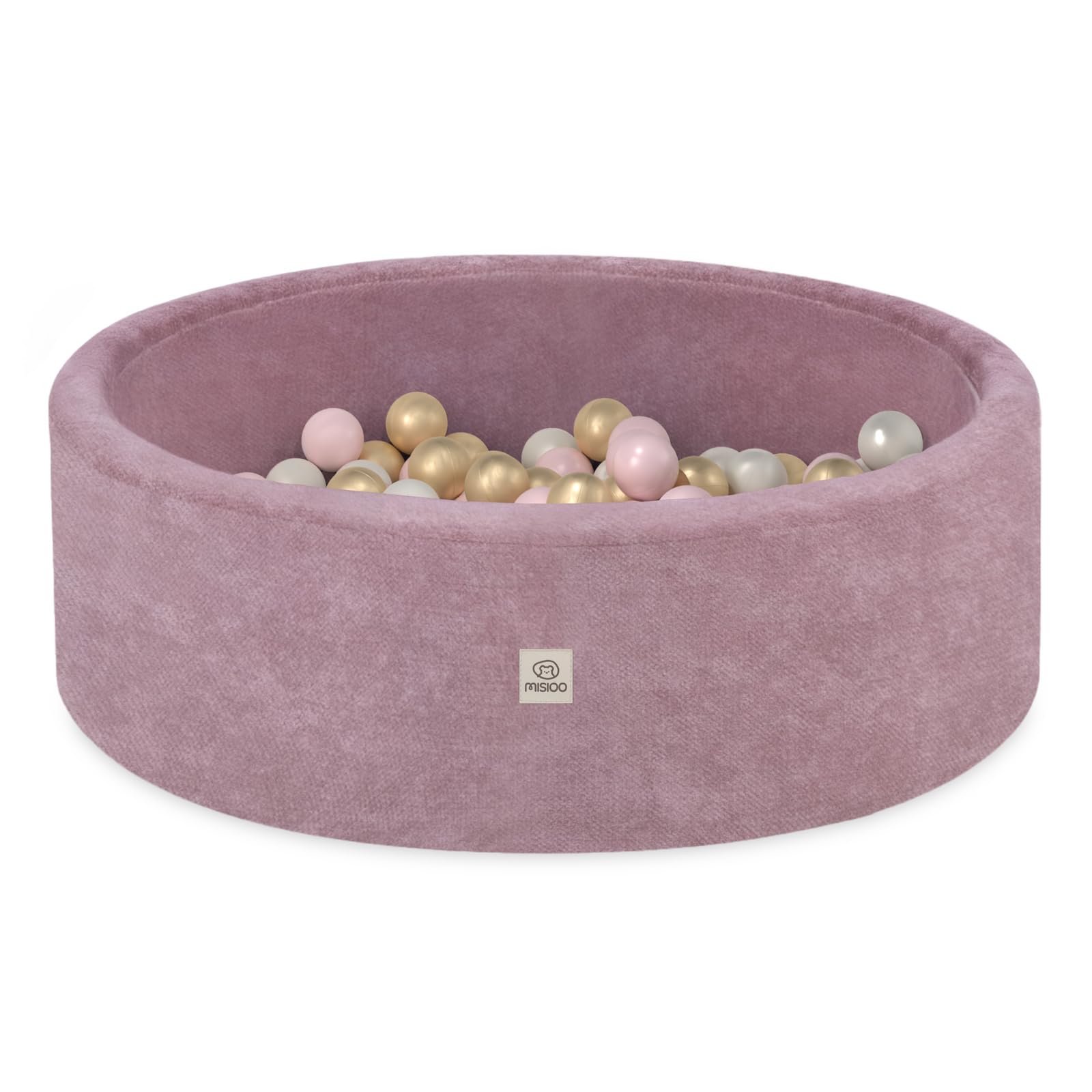 MISIOO Piscina con palline per bambini, rotonda, 90 x 30 cm, con 200 palline Ø 6 cm, in morbida schiuma, rivestimento rimovibile e lavabile, piscina da gioco per bambini piccoli