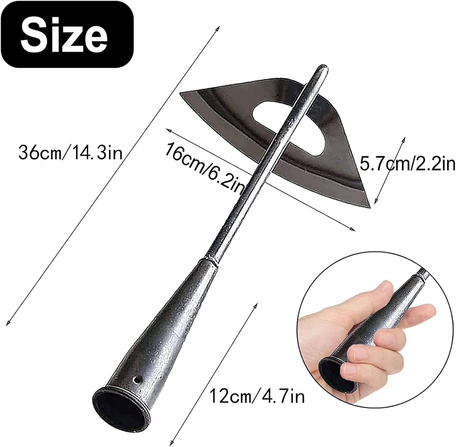 2Pcs All-Steel Hardened Hollow Garden Hoe, Durable Long Handle Weeding Tool for Backyard, Farm Planting, Loosening Soil, Sharp Weed Puller Tool for Gardening