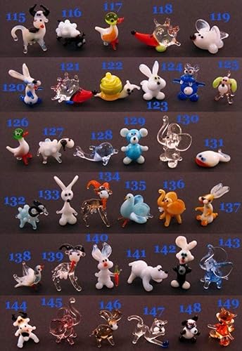 Set of Small Glass Figurines Glass Animals Tiny Little Murano Glass Dollhouse Miniature Collectible Glass Animals Sculptures in Glass 1 inch