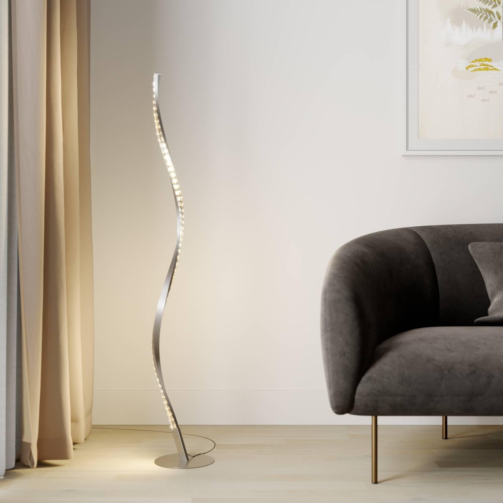 Lindby Lampada LED da terra dimmerabile a controllo remoto (Moderno) colore Grigio, in Alluminio ad es. Soggiorno & Sala pranzo lampadina inclusa lampada
