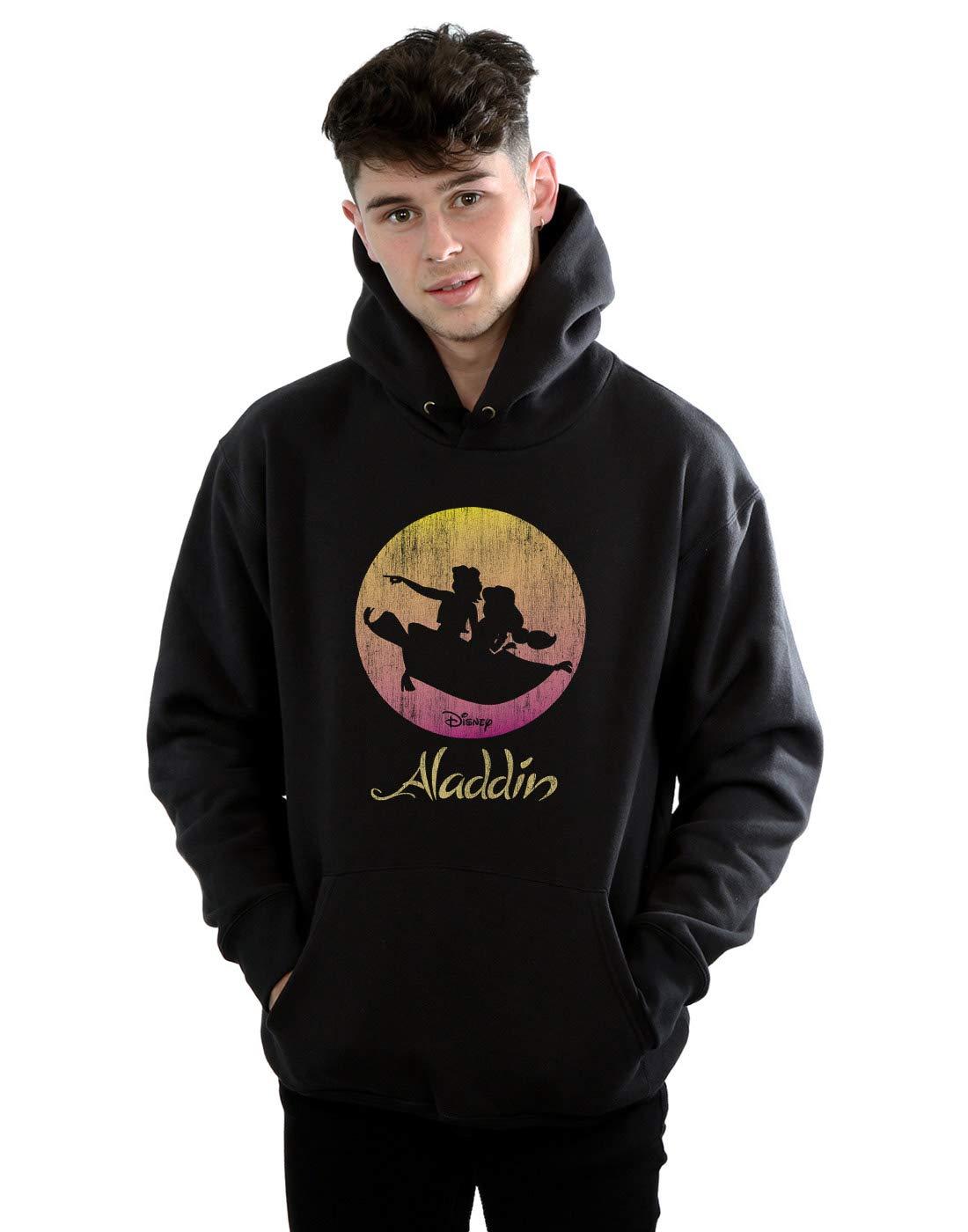 Disney Men's Aladdin Flying Sunset Hoodie Black Small