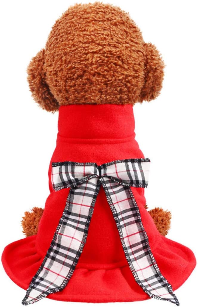 Otoño Invierno Ropa para Perros Abrigo cálido Vestidos Rojos de Princesa Yorkshire Big Bow Jacket Ropa para Mascotas