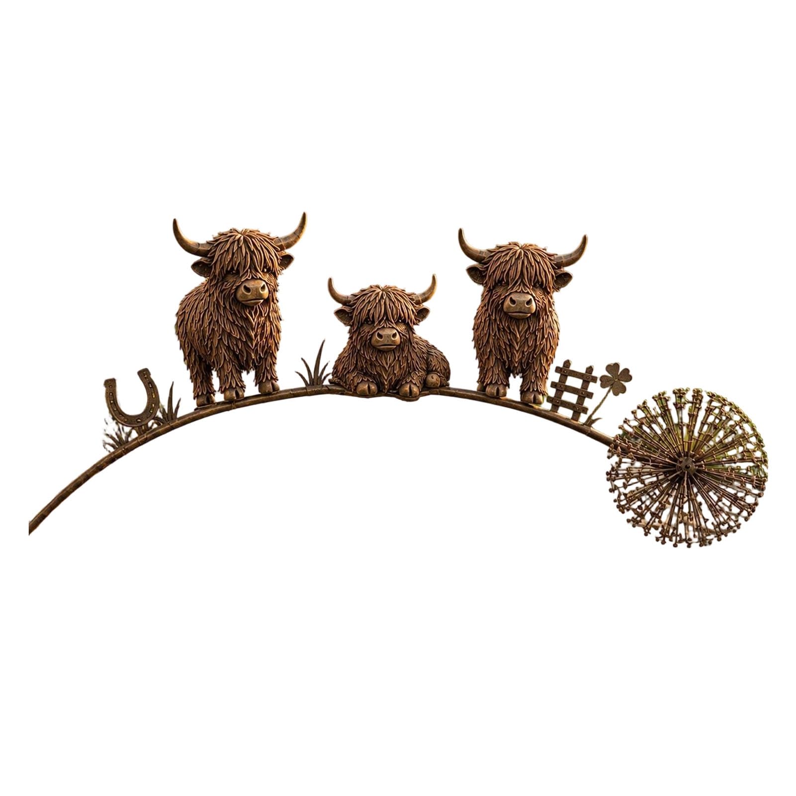 Quoravel Animal Garden Stake, Rustic Yard Art Decorations with Dandelion Accent, Metal Garden Sculpture for Lawn Patio Backyard F 1pc