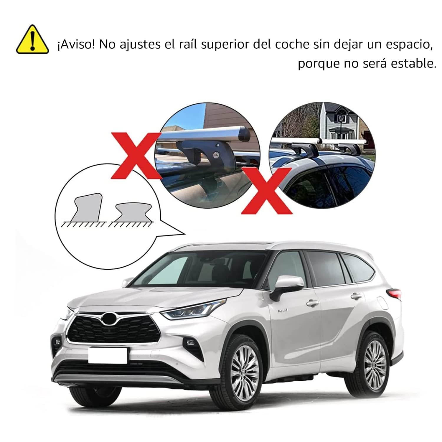 Amazon Basics portaequipajes de techo con rieles cruzados, 52 pulgadas, se adapta a tramos de hasta 46 pulgadas entre rieles laterales elevados con espacio, paquete de 2, negro/plateado