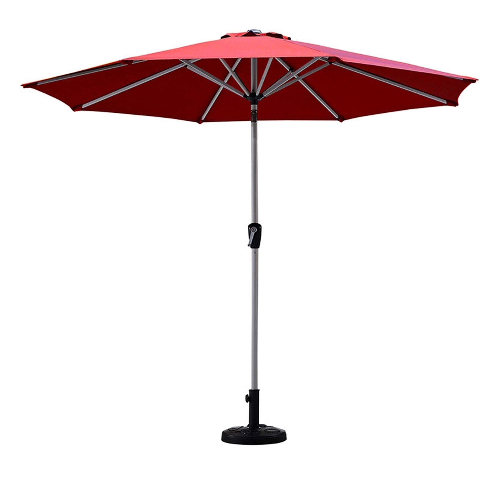 Parasols de jardin d'extérieur Parasol extérieur pour plage/piscine/terrasse/café, parasol de jardin rouge de 2,7 m avec manivelle et inclinaison, 8 baleines en acier robustes good