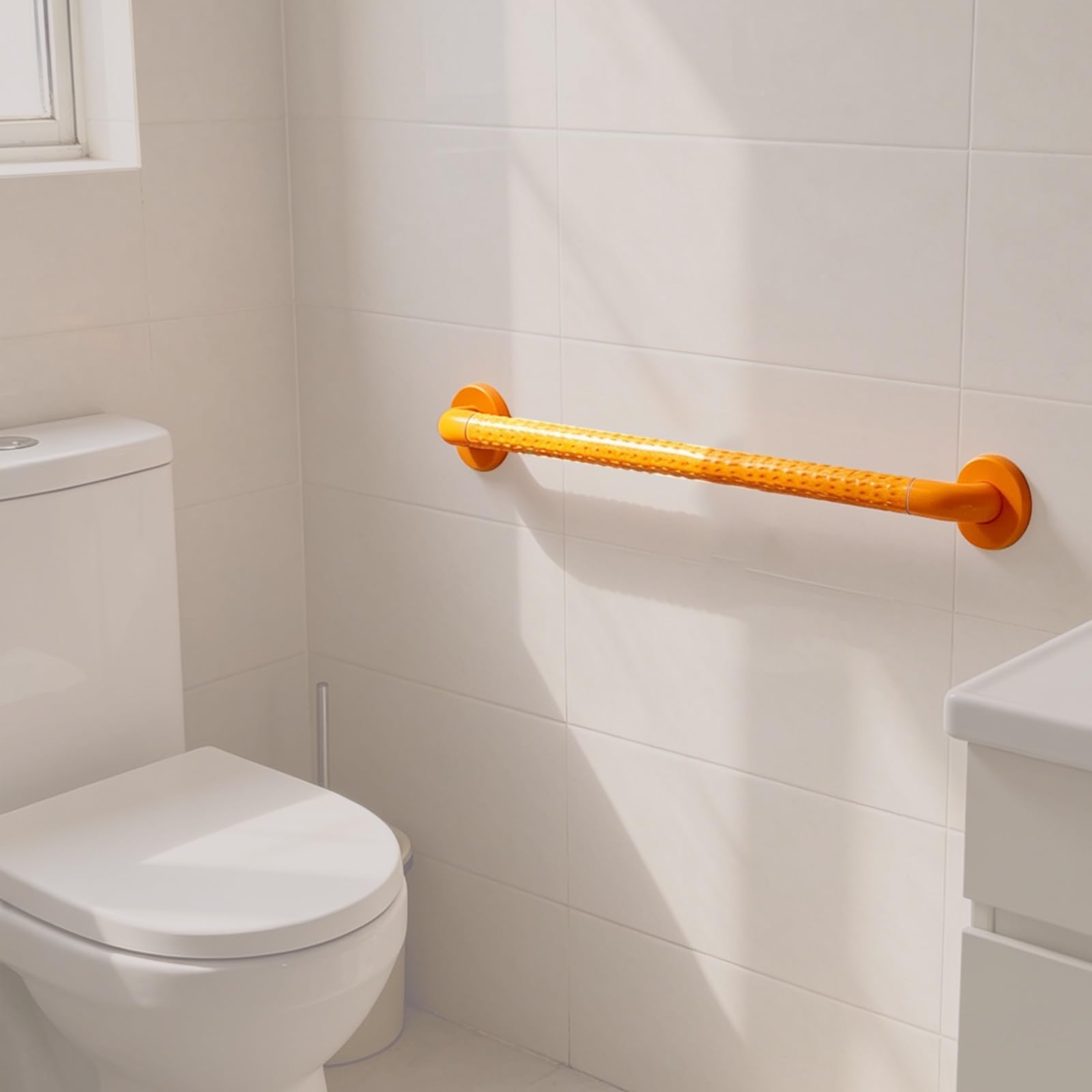 Lmvyuvlf Women's Yellow Industrial Diy Stair Handrail For Indoor & Outdoor, 35Mm Diameter Safety Wall Mounted Bathroom Assist Grab Bar, With Non-Slip Plastic Cover(80Cm/2.62Ft)