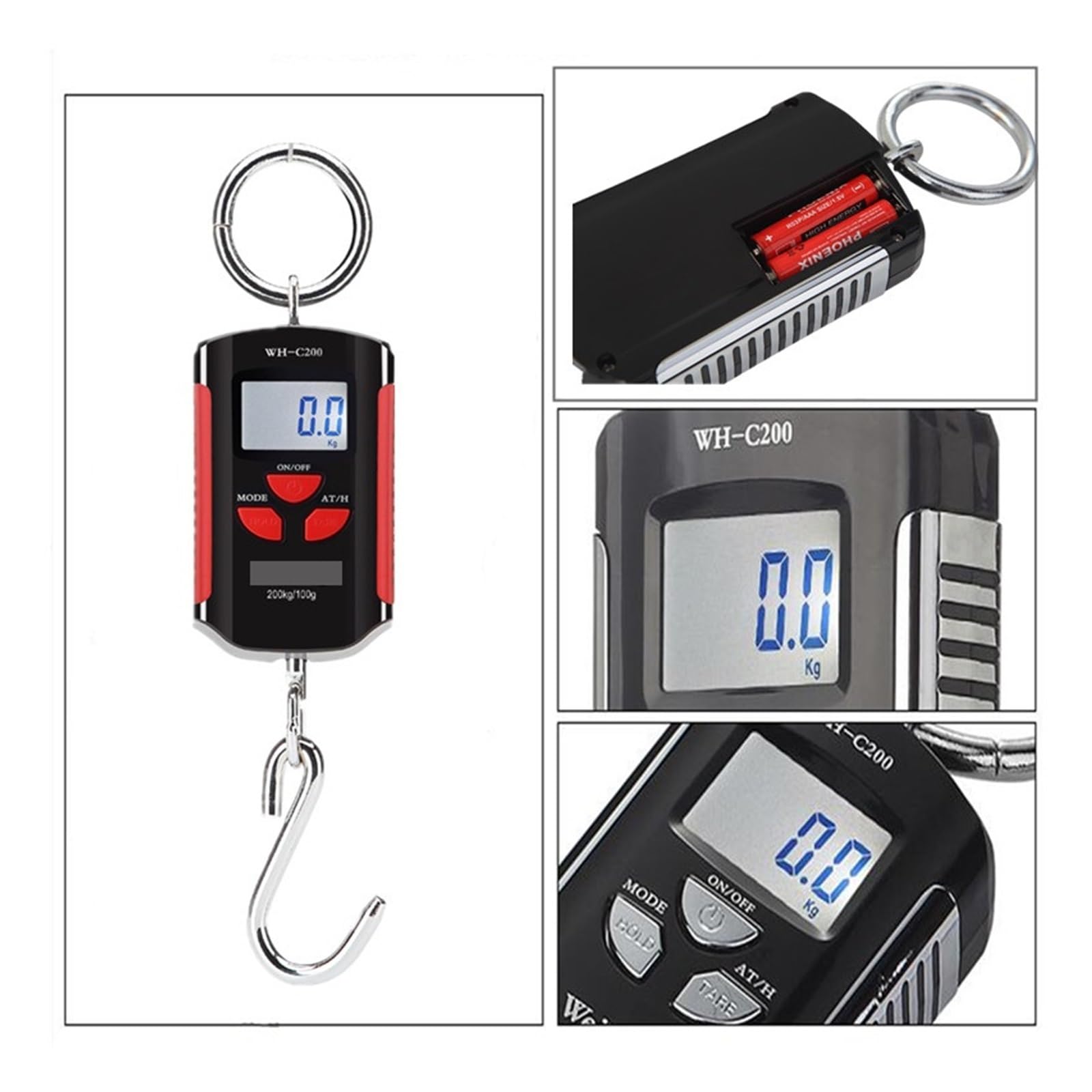 150/200/500 kg waga dźwigowa, wytrzymały hak do ważenia, przenośna elektroniczna cyfrowa waga dźwigowa Steelyard LCD(Orange 150kg 0.01g)