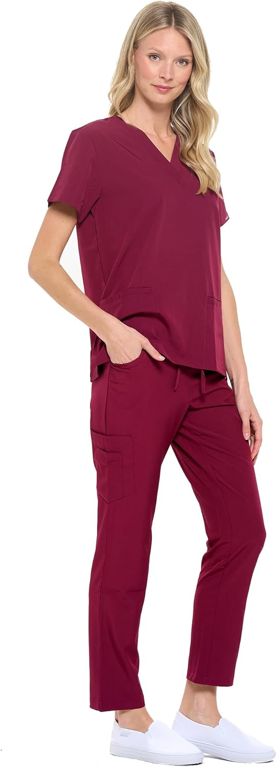 Dagacci Medical Uniform Unisex 4-Way Stretch Scrubs Set Top and Pants - Image 2