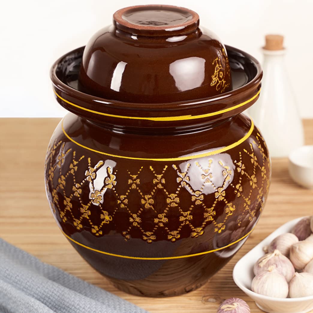 Frascos de cerámica para encurtidos, Recipiente de cerámica Tradicional China con Tapa(7KG)