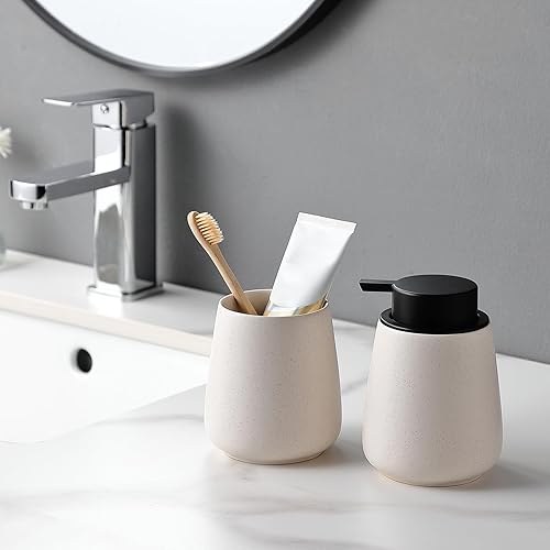 Vista 20 de Soporte para cepillos de dientes blanco para baño, juego de 2 soportes de cerámica para cepillos de dientes, taza de cepillo de dientes