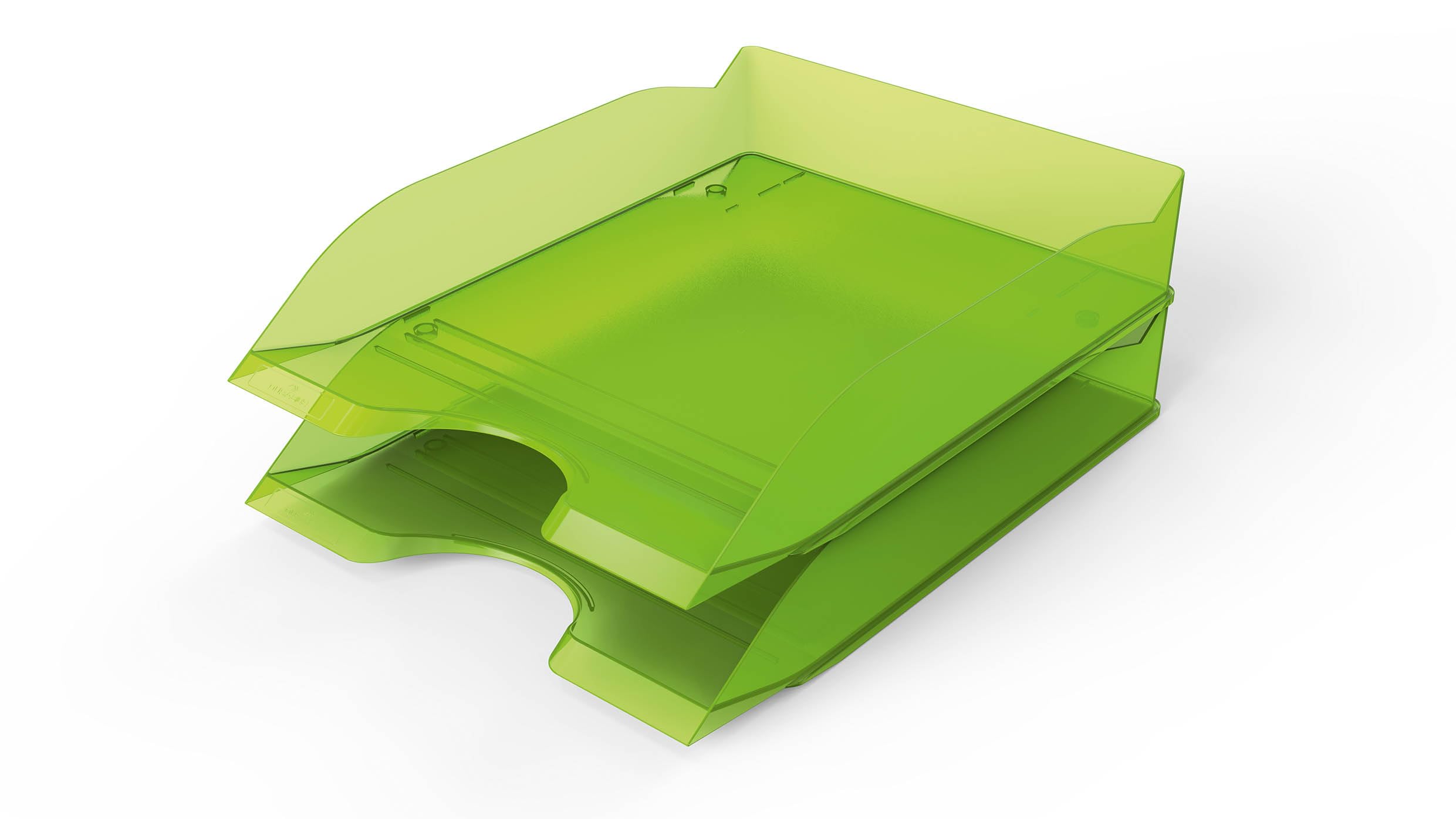 Durable Basic Letter Trays A4 Lime Green - Set of 6 Stackable Storage Trays for Desktop Organisation - Stackable Paper Tray