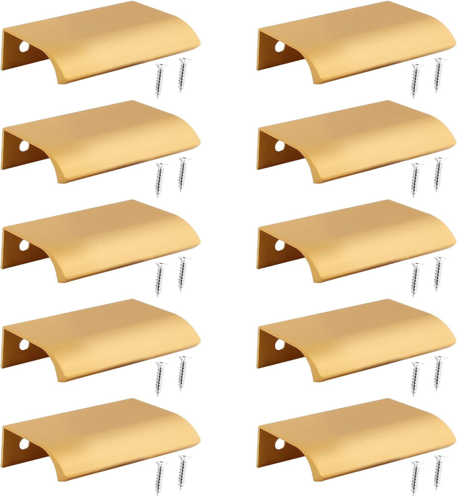 10Pcs Modern Finger Edge Pulls, 80mm/ 3.15inch Aluminum Hidden Tab Pull Handles, Rose Gold Concealed Finger Drawer Handles for Cabinet, Kitchen, Closet, Wardrobe, Door (More Copper)